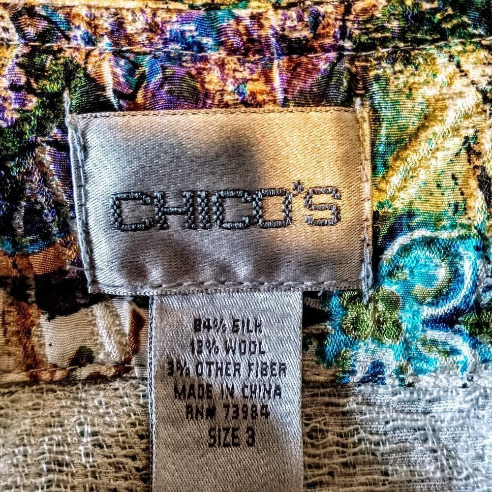 Chico's Multi-Color Open Front Silk & Wool Jacket - image 4